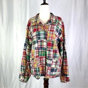 Orvis madras plaid jacket 100% cotton 12